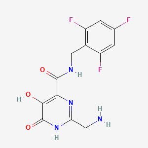 Structure - 2-(Aminomethyl)-5-hydroxy-6-oxo-N-(2,4,6-trifluorobenzyl)-1,6-dihydropyrimidine-4-carboxamide